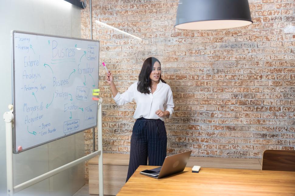 Free Image of Female teacher working with whiteboard 