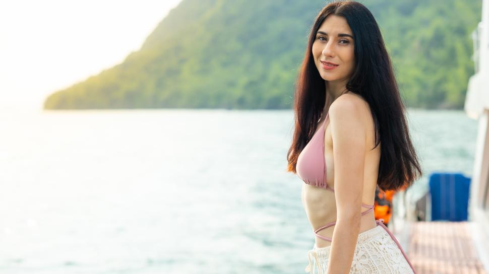 Free Image of Woman on a boat, looking at the camera 