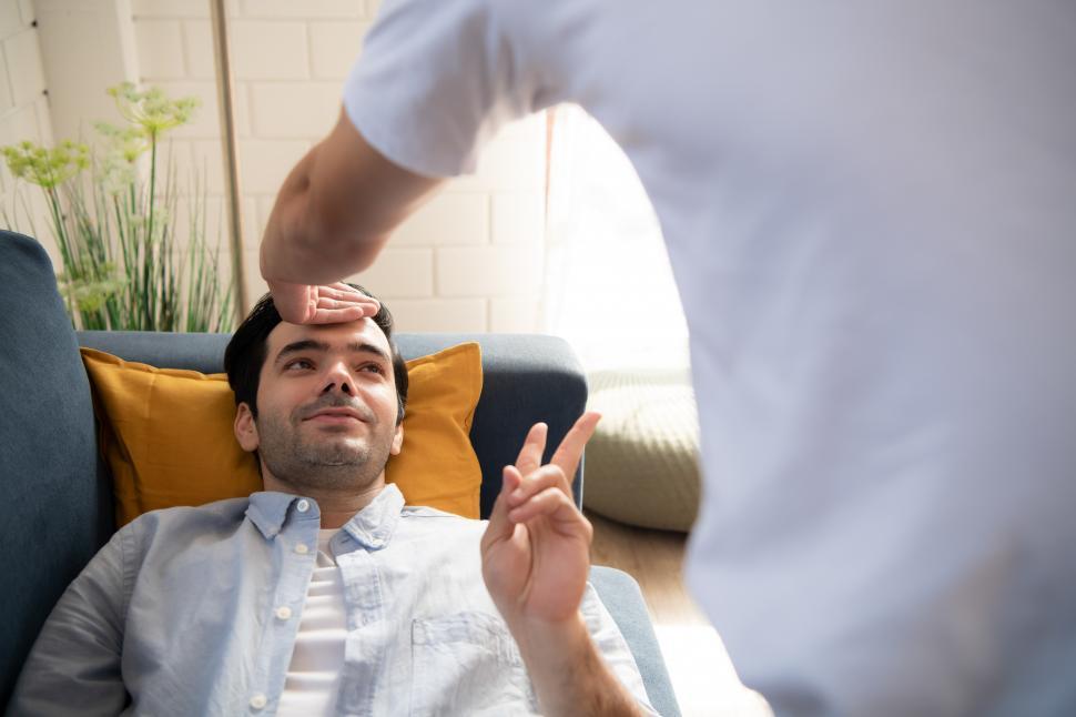 Free Image of LGBT couple taking care of each other in times of sickness 