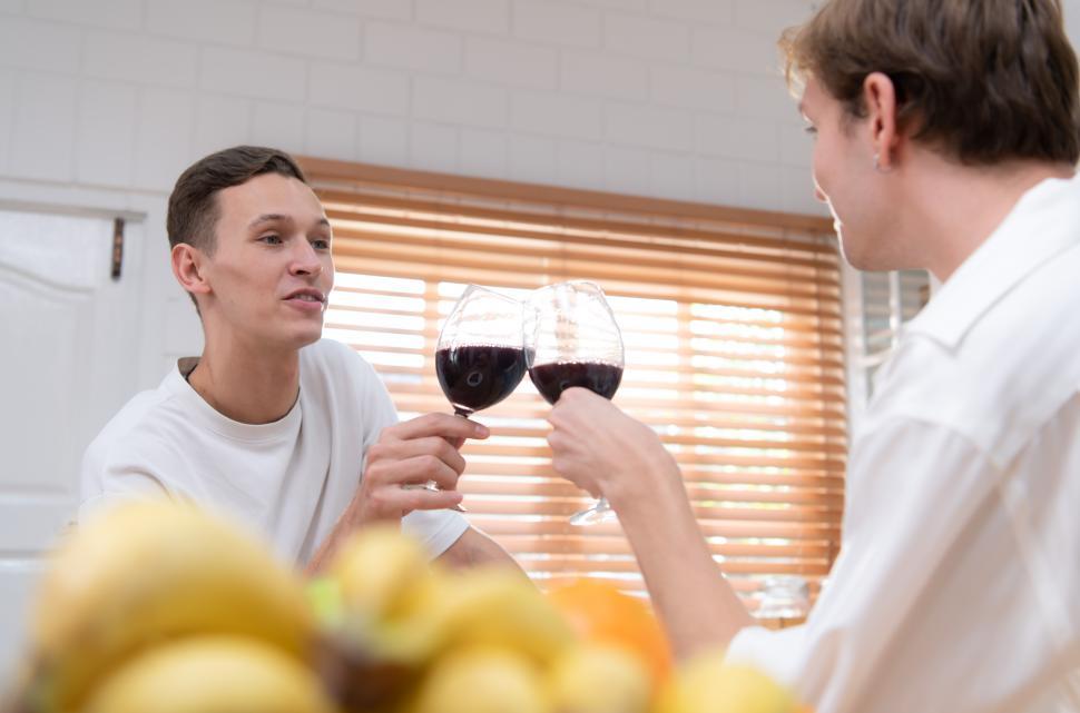 Free Image of LGBT Young couple toast the day of love between each other 