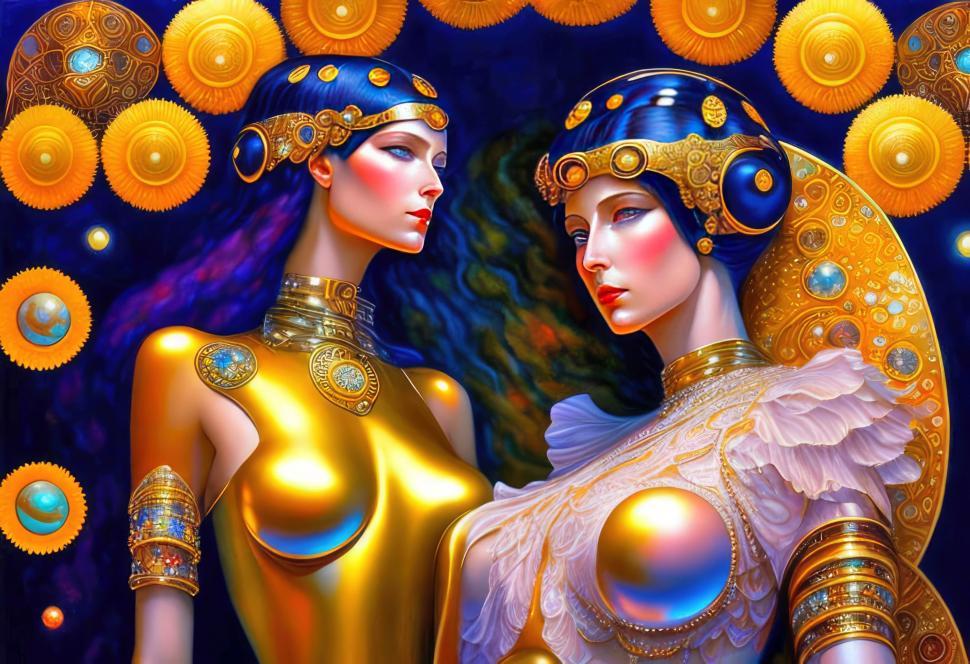 Free Image of Beautiful sci-fi humanoid women art poster  