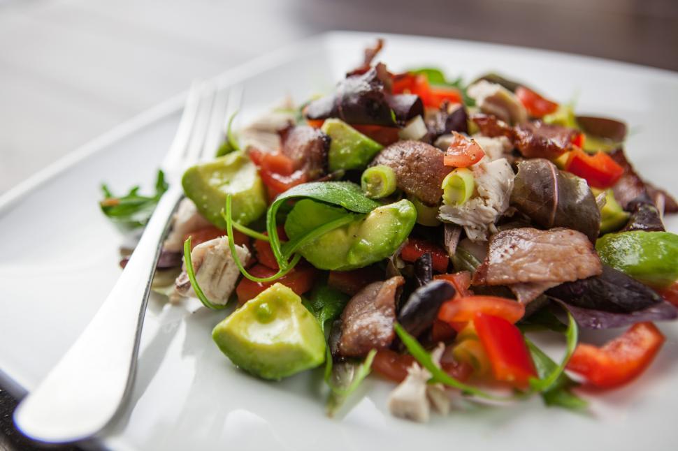 Free Image of Bacon Avocado Salad Free Stock Photo 