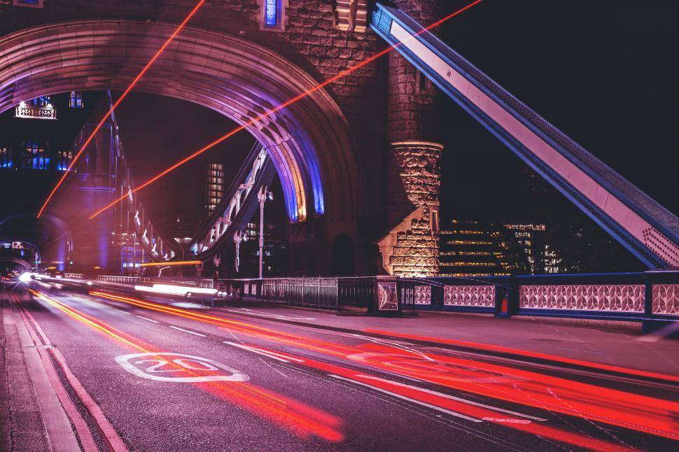 Free Image of Bridge Laser Show Free Stock Photo 