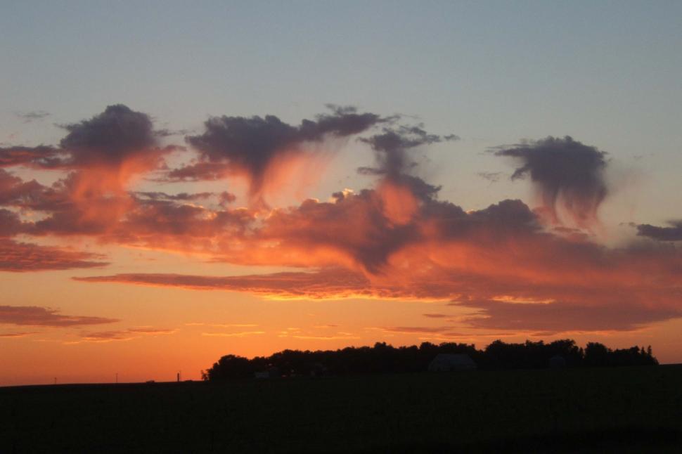 Free Image of The Sun Setting Over a Field With Trees 