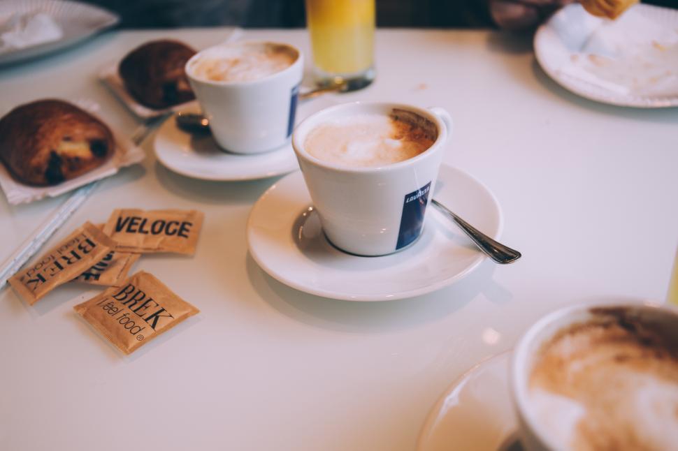Free Image of A cup of coffee on a table 