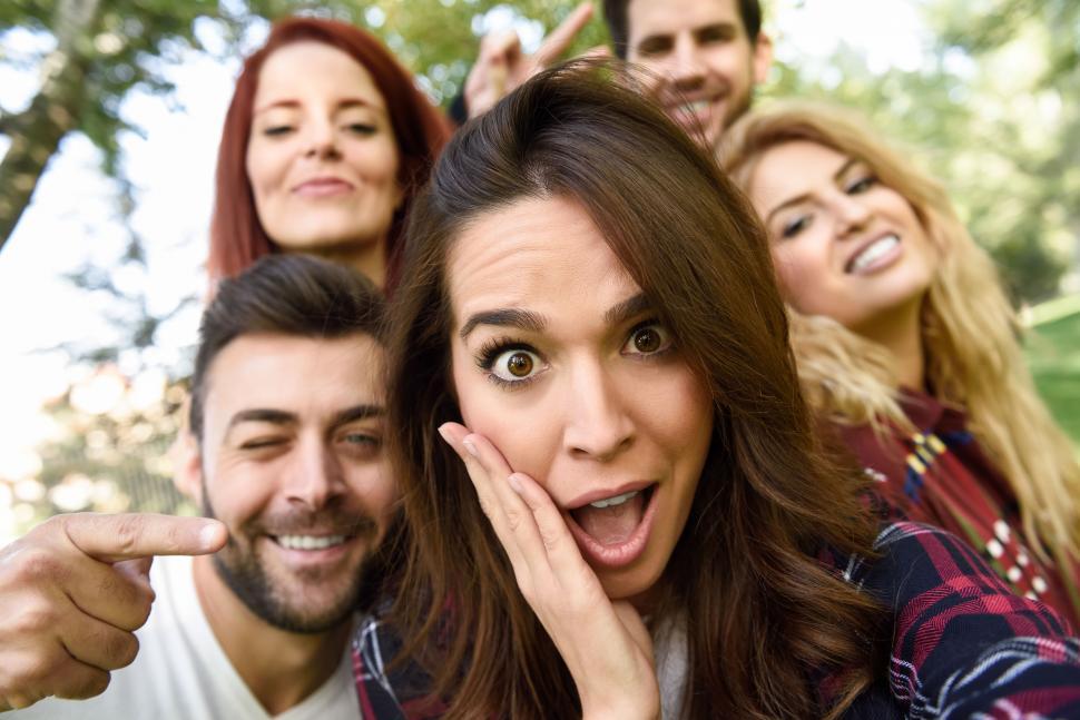 Free Image of Group of young people together outdoors in urban background 