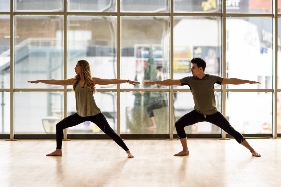Free Image of Warrior 2 or Virabhadrasana II pose. 