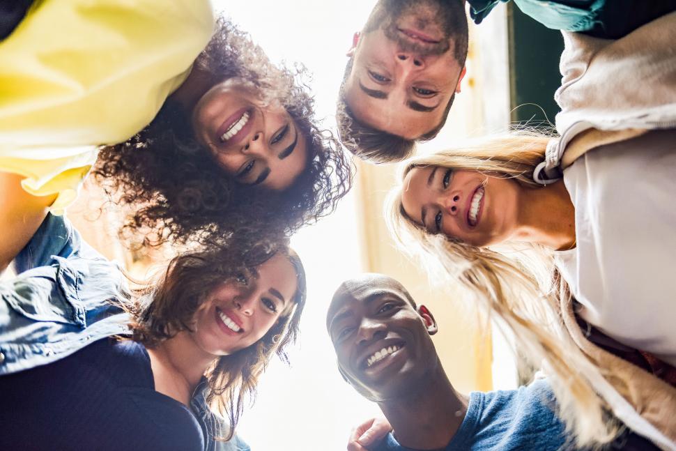 Free Image of Group of young people together outdoors in urban background 