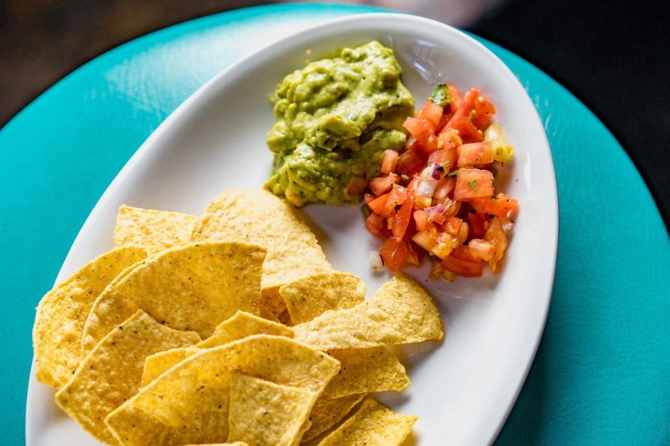 Free Image of A plate of chips and salsa 