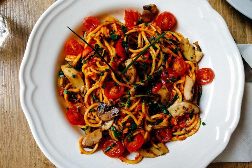 Free Image of A plate of food on a table 