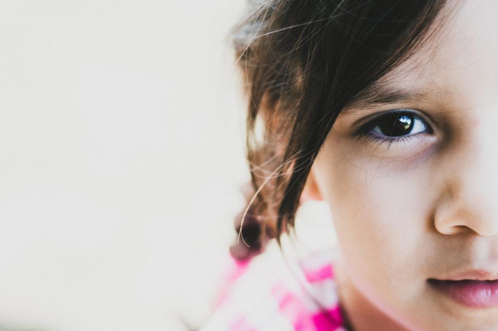 Free Image of A close up of a girl s face 