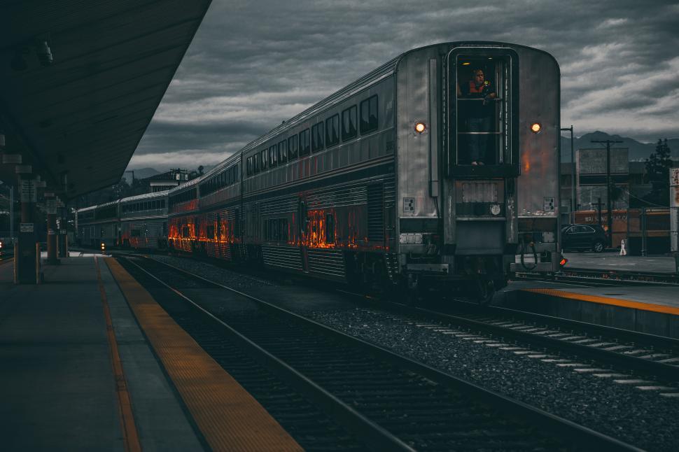 Free Image of A train at a station 
