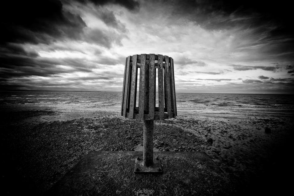 Free Image of Cylindrical manmade object on a beach 