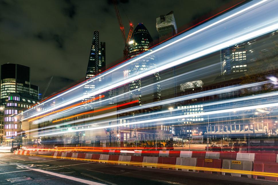Free Image of A blurry image of a city at night 