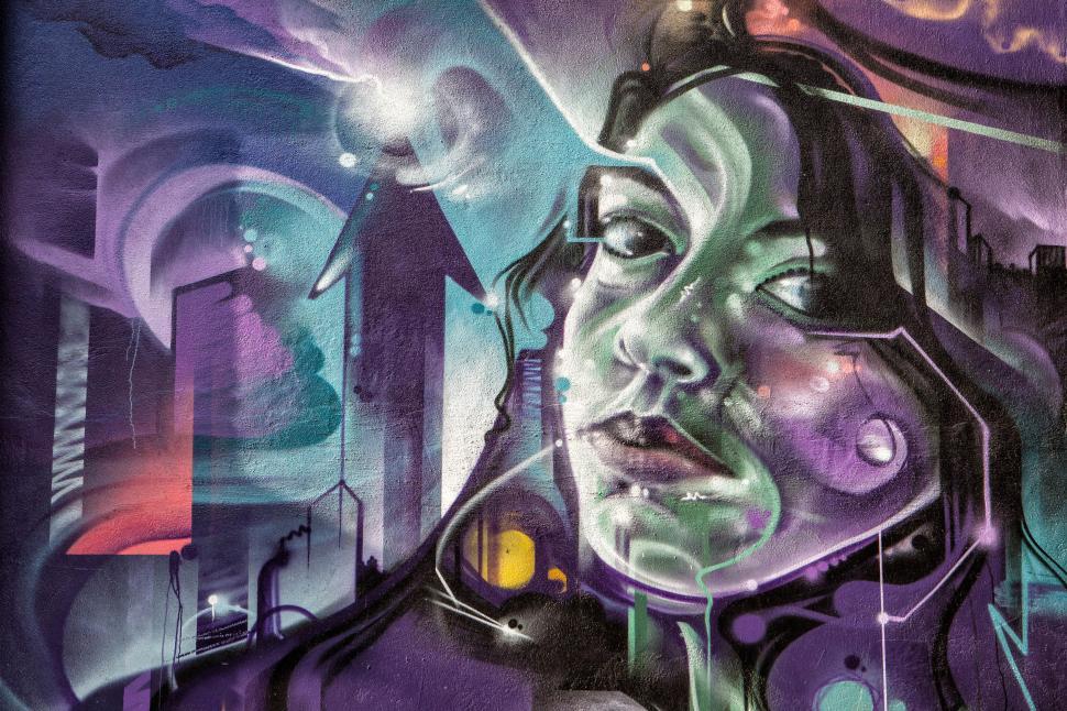 Free Image of A graffiti of a woman s face 