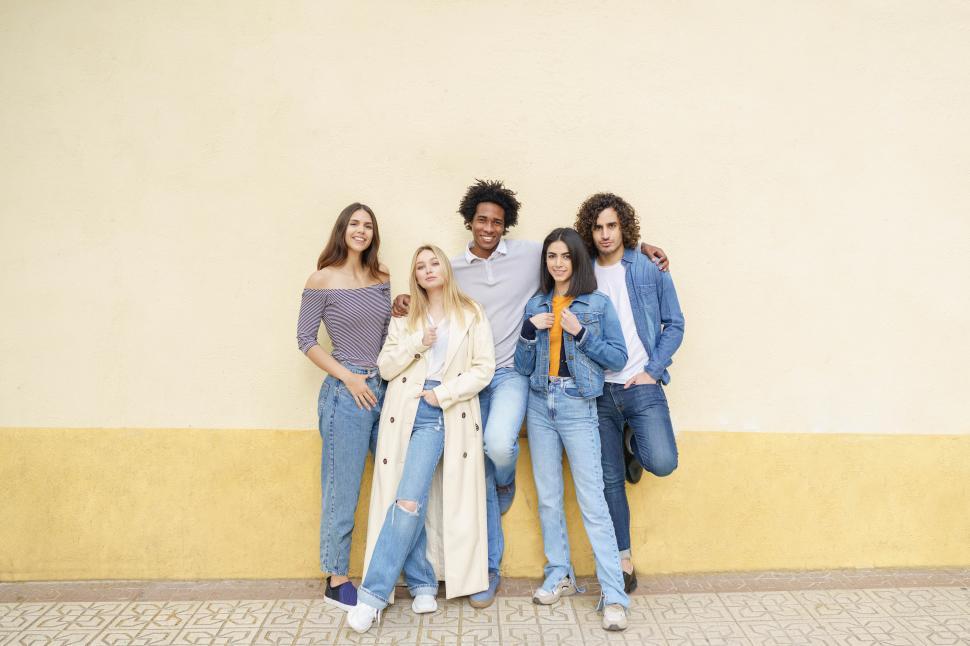 Free Image of Multi-ethnic group of friends posing while having fun and laughing together 