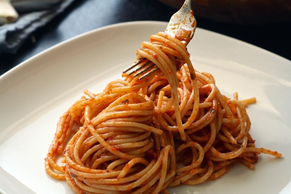 Free Image of Pasta on Fork Free Stock Photo 