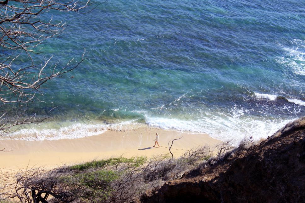 Free Image of A person walking on a beach 