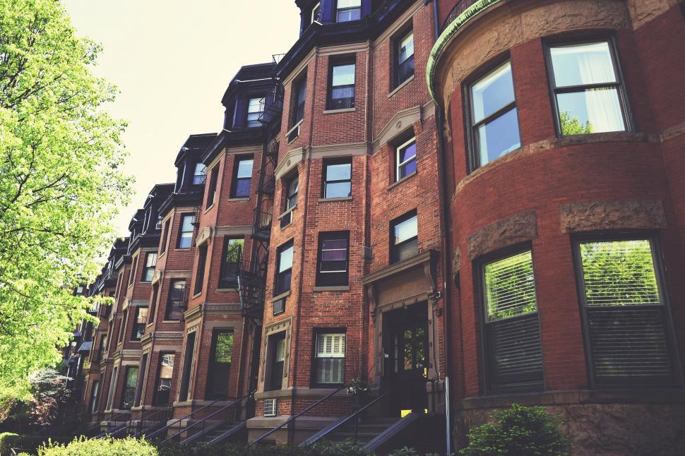 Free Image of A row of brick buildings 