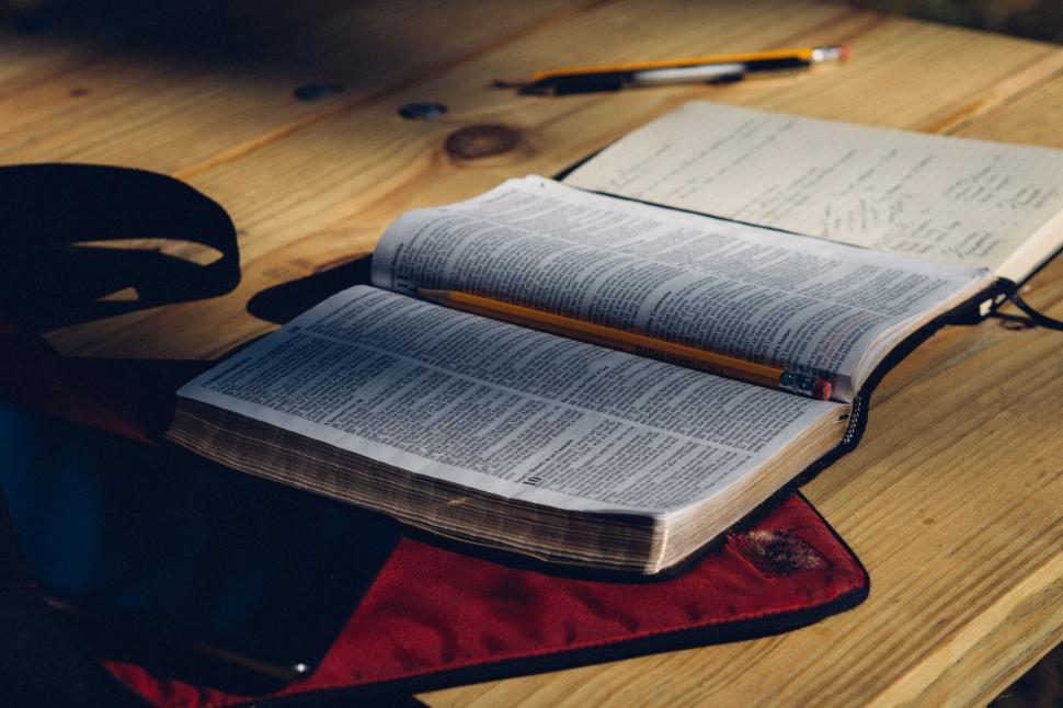 Free Image of A book open on a table 
