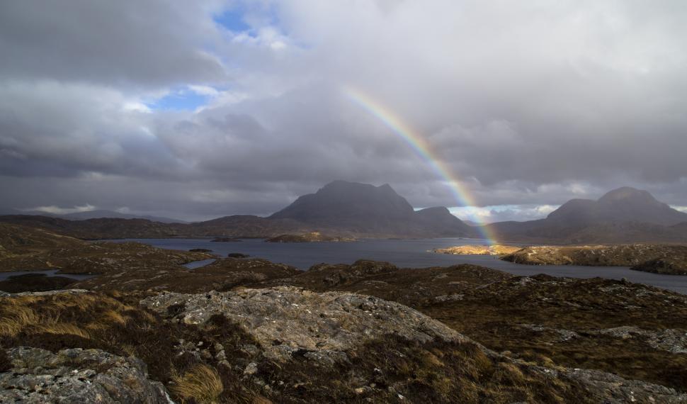 Free Image of A rainbow over a lake 