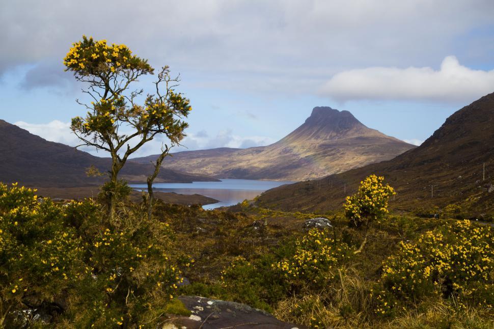 Free Image of A landscape with a lake and mountains 
