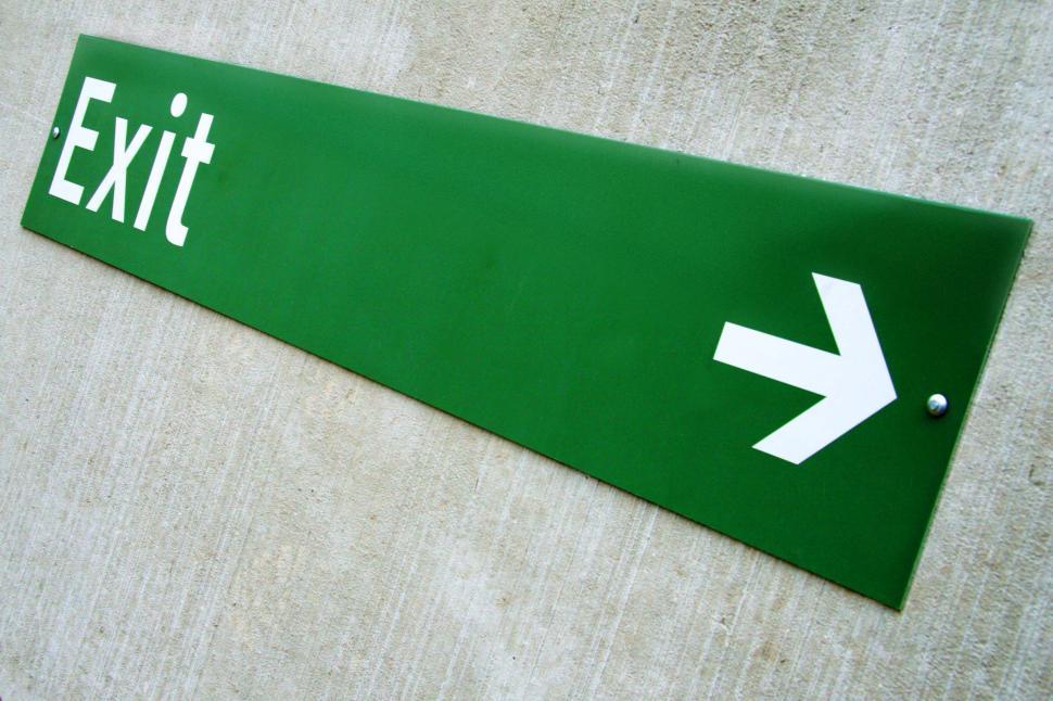 Free Image of Green Exit Sign with Arrow 