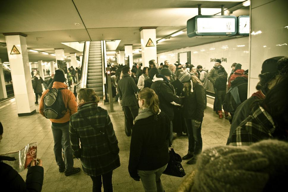 Free Image of A group of people in a subway station 