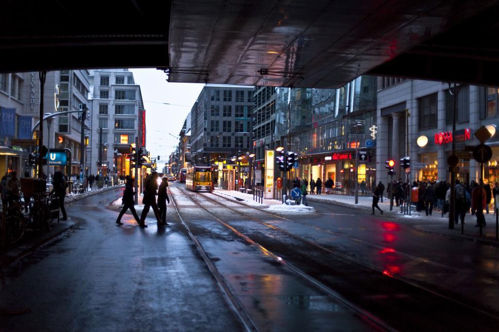 Free Image of People walking on a street in a city 