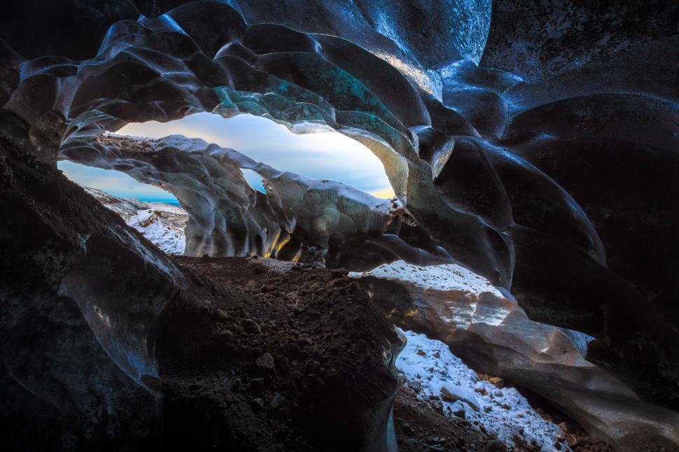 Free Image of A cave with ice formations 