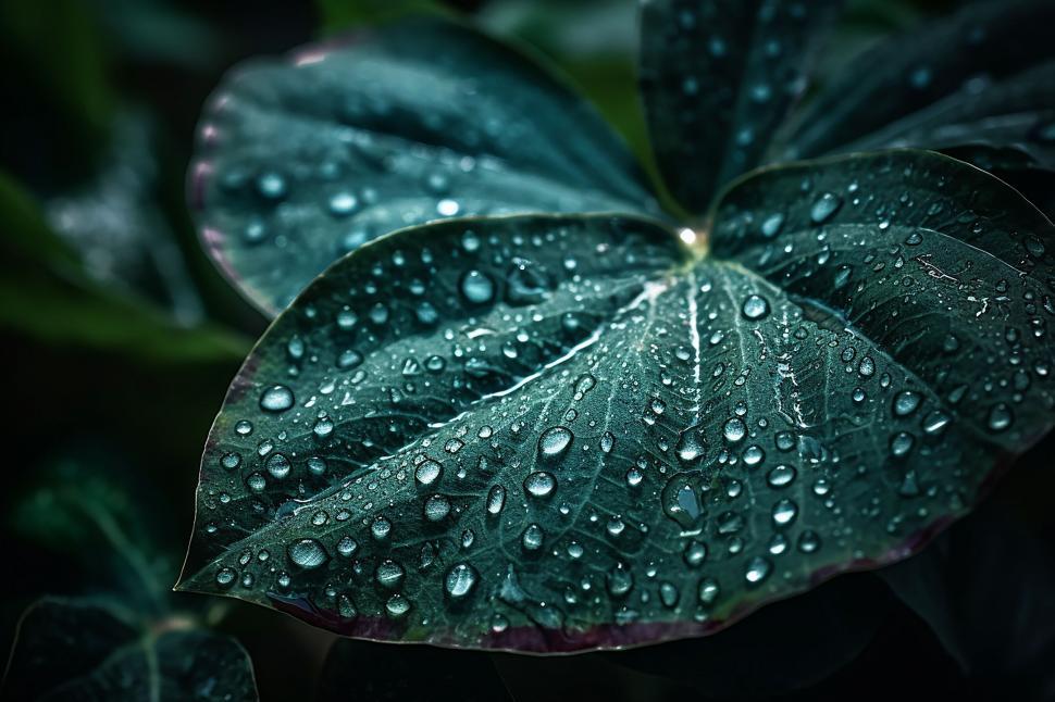 Free Image of A close up of a leaf with water droplets 