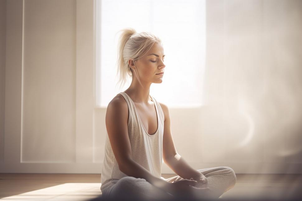 Free Image of A woman sitting on the floor 