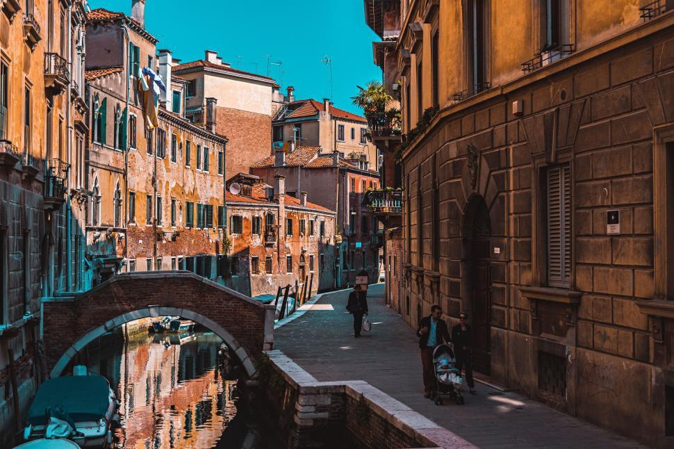 Free Image of A canal between buildings 