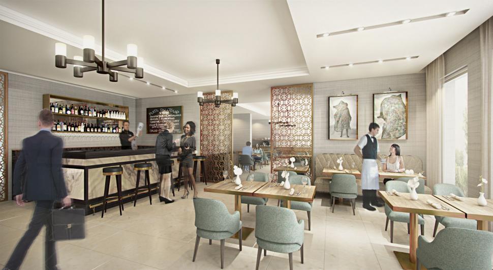 Free Image of A restaurant with tables and chairs 