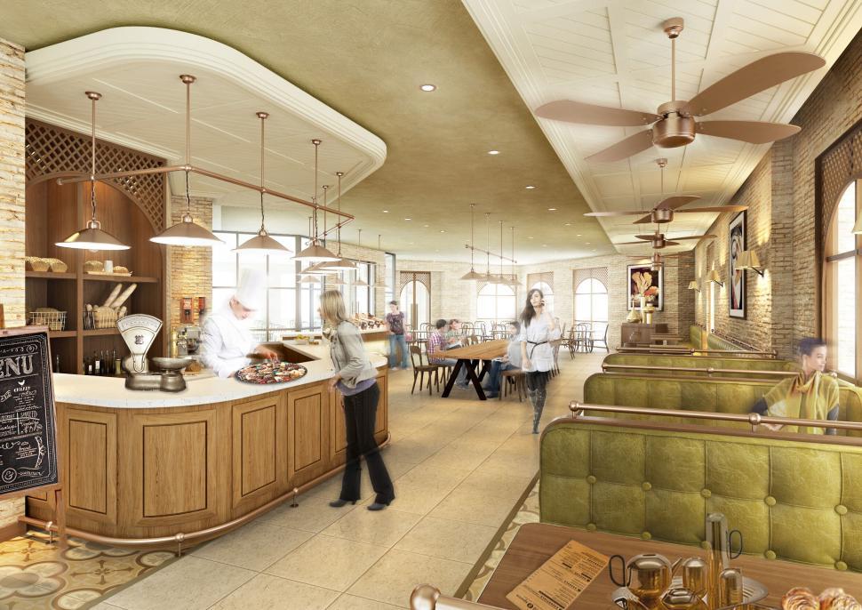 Free Image of A restaurant with people in the background 