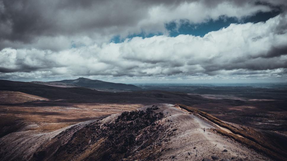 Free Image of Cloudy Sky Over Mountain Range 