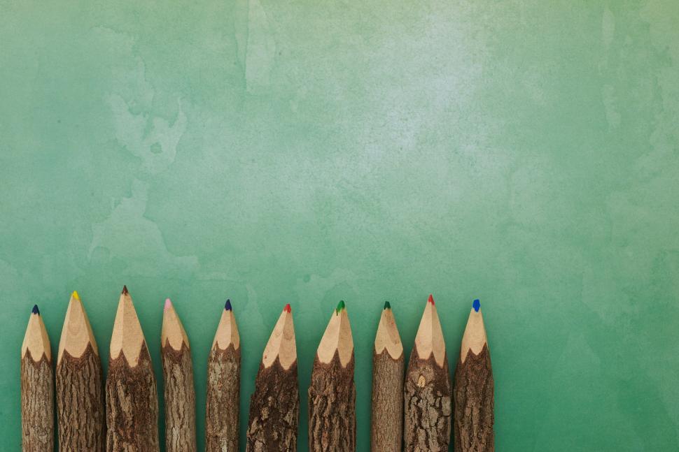 Free Image of A row of colored pencils 