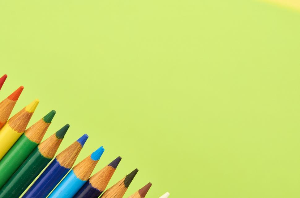 Free Image of A row of colored pencils 