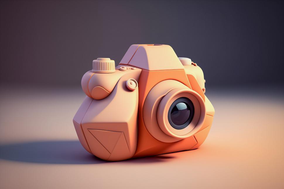 Free Image of Orange and White Camera on Table 