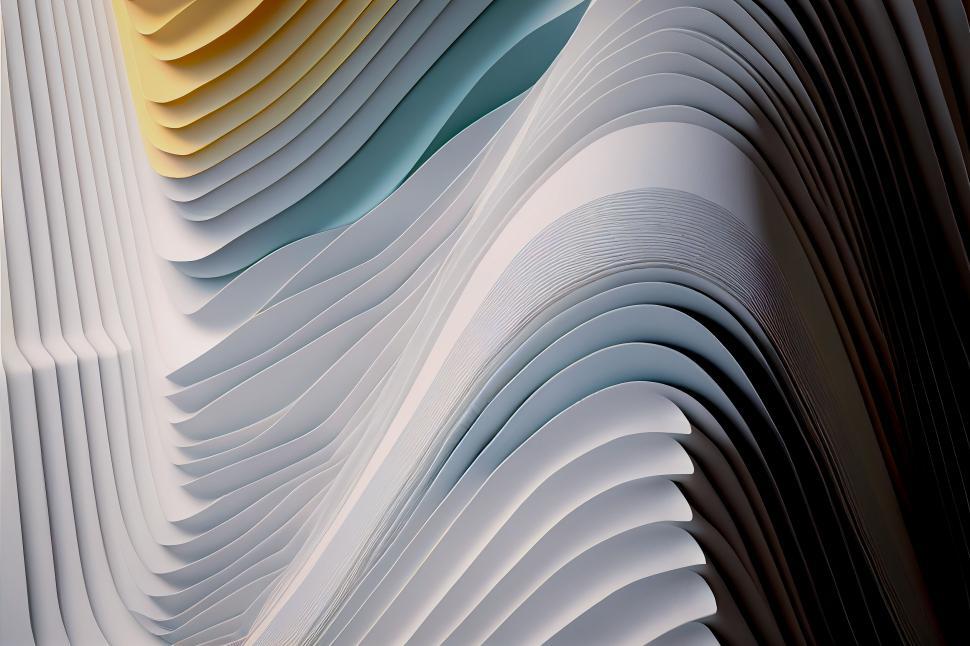 Free Image of Abstract white and golden wave patterns 