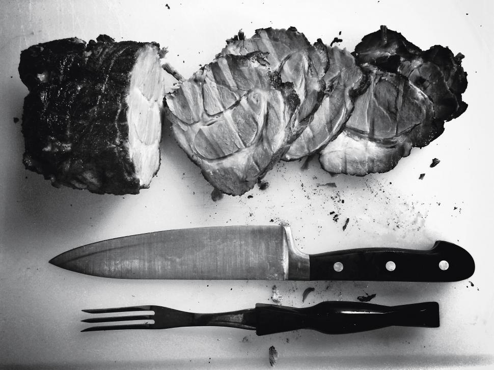 Free Image of Black and white sliced roast beef image 