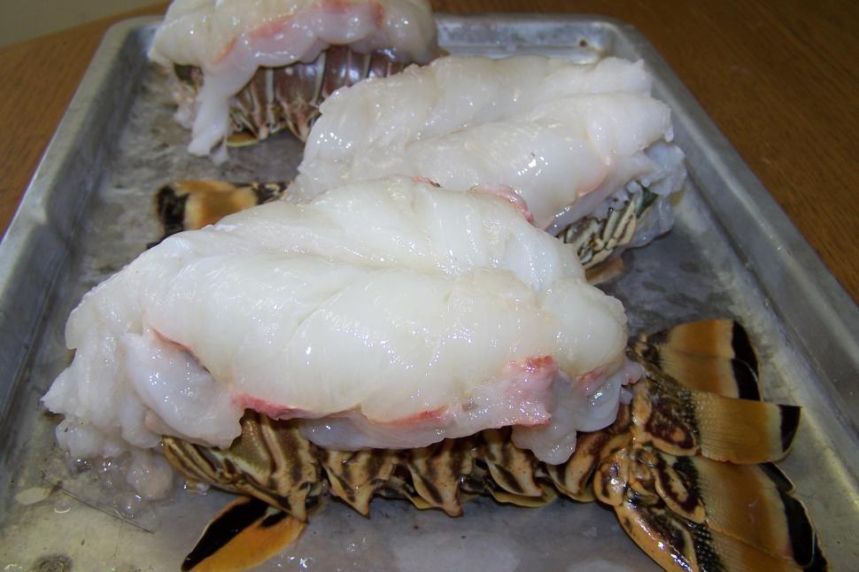 Free Image of Split Lobster Tails in Pan 