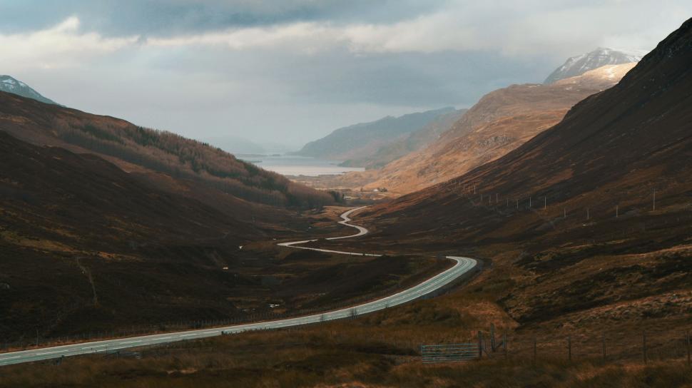Free Image of Mountainous landscape with curvy road 