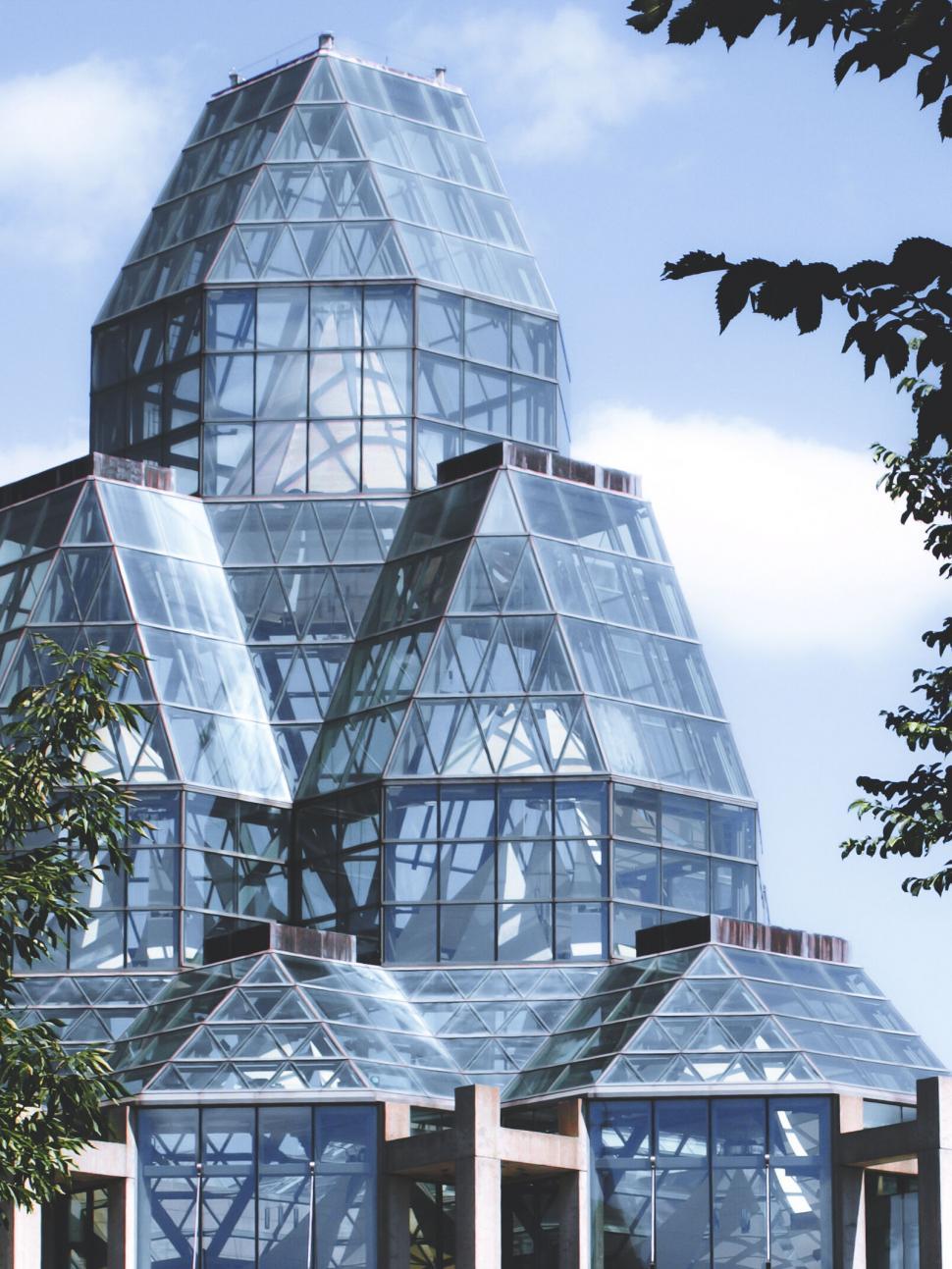 Free Image of Modern glass building with geometric design 