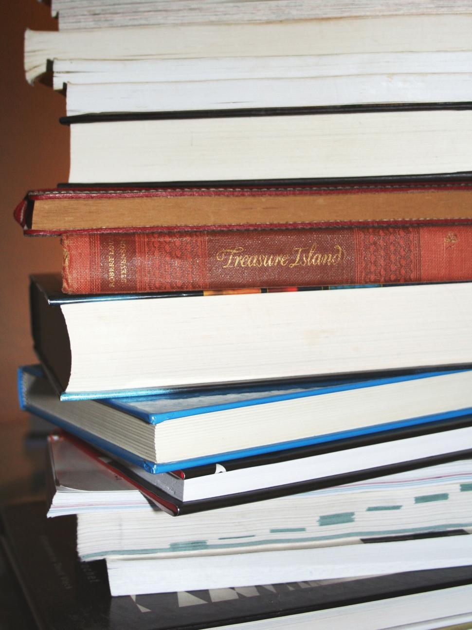 Free Image of Pile of books with  Treasure Island 