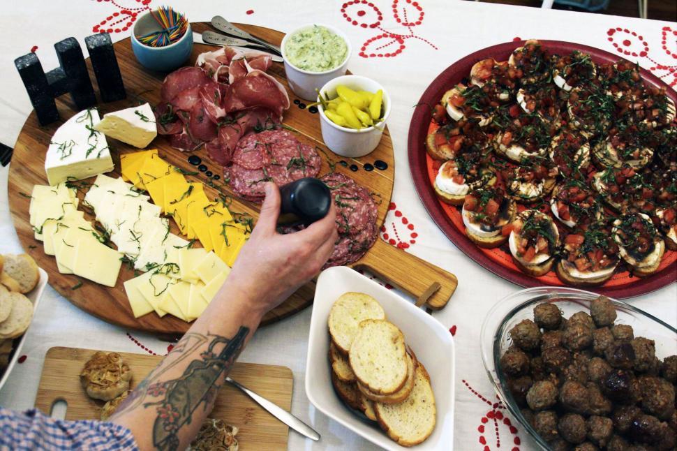 Free Image of Table full of delicious Mediterranean cuisine 