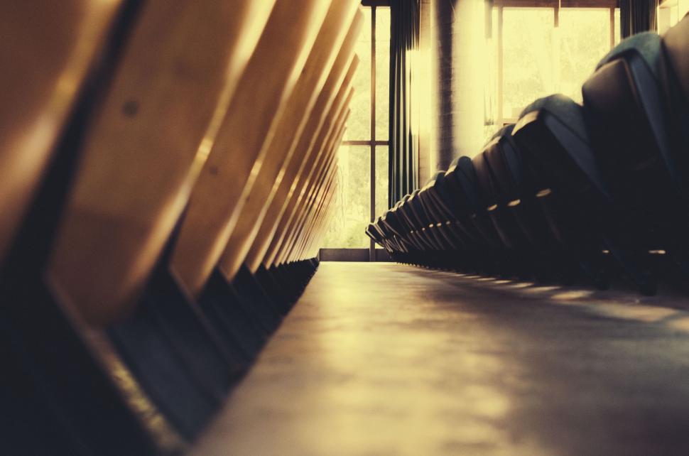 Free Image of Row of empty auditorium seats contrast 