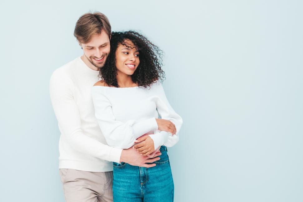 Free Image of A man and woman hugging 
