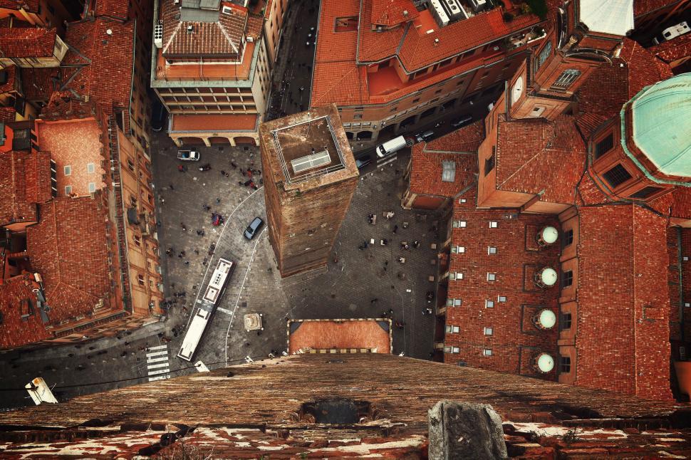 Free Image of Historic city view from above with narrow streets 