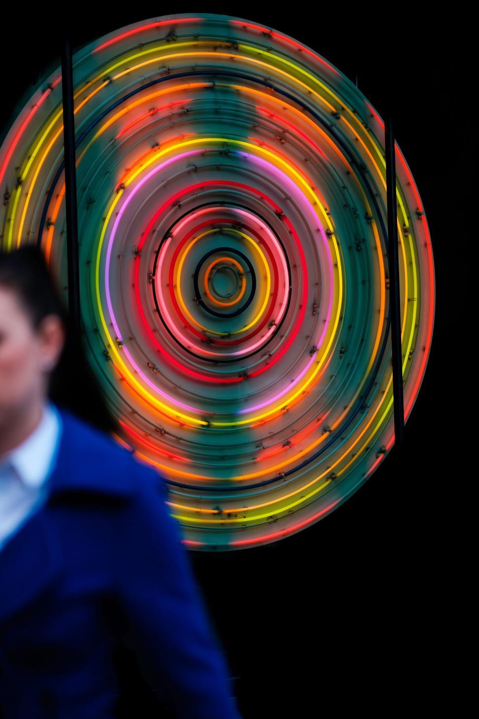 Free Image of Colorful neon light spiral in motion 